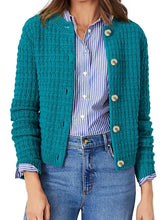 Textured Knit Button-Front Cardigan Peacock Blue Cardigans