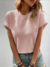 Textured Neon Yellow Ruffled Blouse for Women Dusty Pink