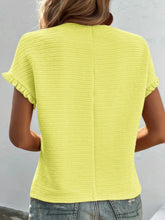 Textured Neon Yellow Ruffled Blouse for Women