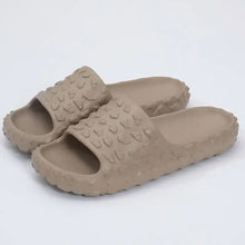 Beige and white textured open toe platform slippers two pack