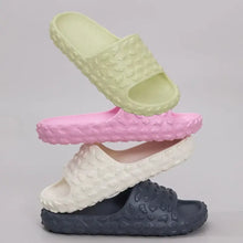 Beige and white open toe platform slippers two pack with neon slide sandals
