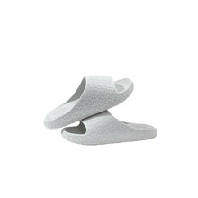 Light grey textured open toe platform slippers for women