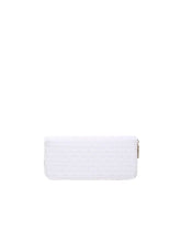 Textured PU Leather Wallet in White Black or Pink Woven Pattern