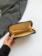 Textured PU Leather Wallet in White Black or Pink Woven Pattern Wallets