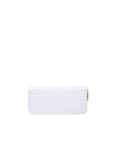 Textured PU Leather Wallet in White Black or Pink Woven Pattern Wallets