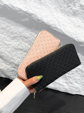 Textured PU Leather Wallet in White Black or Pink Woven Pattern