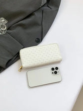 Textured PU Leather Wallet in White Black or Pink Woven Pattern Wallets