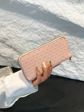 Textured PU Leather Wallet in White Black or Pink Woven Pattern Pale Blush One Size Wallets