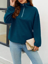 Textured Quarter Zip Long Sleeve Sweatshirt Woman Sweatshirts