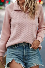 Textured Quarter Zip Long Sleeve Sweatshirt Woman Sweatshirts