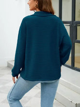 Textured Quarter Zip Long Sleeve Sweatshirt Woman Sweatshirts