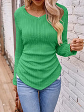 Textured Ruched V-Neck Long Sleeve T-Shirt Woman T Shirts