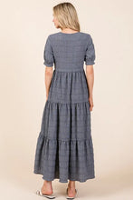 Textured Short Sleeve Tiered Maxi Dress for Women