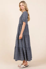 Textured Short Sleeve Tiered Maxi Dress for Women