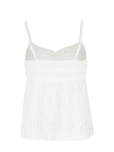 White lace textured sweetheart neck cami with delicate embroidered detailing and thin adjustable straps