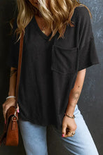 Textured V-Neck Dropped Shoulder T-Shirt Woman T Shirts