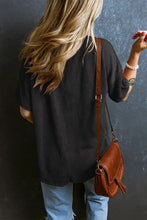Textured V-Neck Dropped Shoulder T-Shirt Woman T Shirts