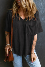 Textured V-Neck Dropped Shoulder T-Shirt Woman T Shirts
