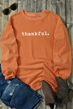 Orange thankful round neck long sleeve sweatshirt with sunglasses