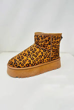 Thermal Furry Leopard Platform Booties with Faux Fur Lining