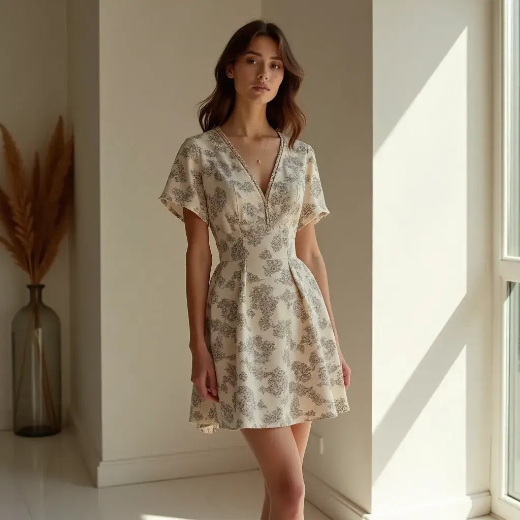 Captivating Abstract Floral Print Sleeveless Shift Mini Dress for Summer