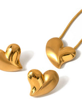 Three Gold Heart Pendants Necklace 18K Plated with Adjustable Chain Length