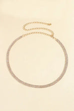 Gold-tone adjustable rhinestones alloy belt with three sparkling rows