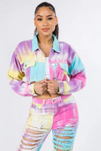 Tie Dye Cropped Denim Jacket and Jeans Set for Women Unicorn