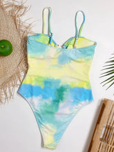Tie Dye Cutout One Piece Swimsuit with Removable Padding