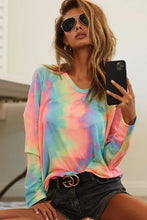 Tie Dye French Terry Long Sleeve Knit Top for Women