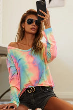 Tie Dye French Terry Long Sleeve Knit Top for Women