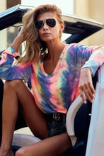 Tie Dye French Terry Long Sleeve Top for Women Woman T Shirts