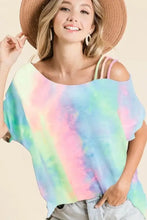 Tie Dye French Terry Off Shoulder Top for Women Woman T Shirts
