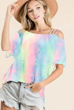 Tie Dye French Terry Off Shoulder Top for Women Woman T Shirts