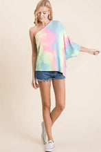 Tie Dye French Terry One Shoulder Top for Women Woman T Shirts