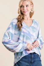 Tie Dye French Terry Top with Balloon Sleeves