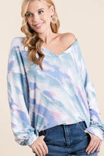 Tie Dye French Terry Top with Balloon Sleeves Woman T Shirts