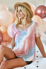 Tie Dye French Terry V Neck T Shirt for Women Woman T Shirts