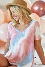 Tie Dye French Terry V Neck T Shirt for Women Woman T Shirts