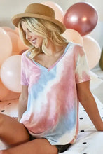 Tie Dye French Terry V Neck T Shirt for Women Woman T Shirts