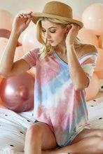 Tie Dye French Terry V Neck T Shirt for Women Woman T Shirts