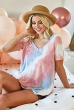 Tie Dye French Terry V Neck T Shirt for Women Woman T Shirts