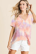 Tie Dye French Terry V Neck Top for Women