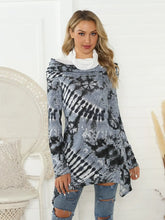 Tie Dye Long Sleeve Tunic Top with Pockets for Women Dark Gray