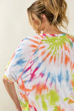 Tie Dye Print Jersey Stitched Uneven Hem Oversized Top