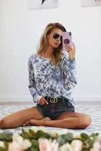 Tie Dye Print Long Sleeve Terry Pullover for Women