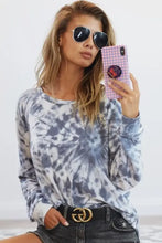 Tie Dye Print Long Sleeve Terry Pullover for Women Woman T Shirts