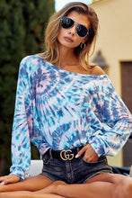Tie Dye Print Long Sleeve Terry Pullover Shirt for Women