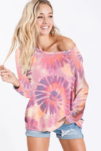 Tie-Dye Print Terry Long Sleeve Pullover for Women