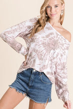 Tie Dye Print Terry Top with Front Patch Pocket for Women